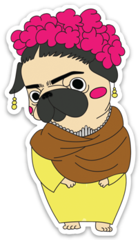 Frida Kahlo Pug Sticker